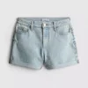 Mid-rise turn-up denim shorts Mid-rise turn-up denim shorts