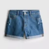 Mid-rise turn-up denim shorts Mid-rise turn-up denim shorts
