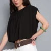 Modal rich cropped drape top Modal rich cropped drape top