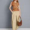Paper-touch pleated barrel-leg pants Paper-touch pleated barrel-leg pants