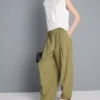 Paper-touch pleated barrel-leg pants Paper-touch pleated barrel-leg pants
