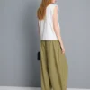 Paper-touch pleated barrel-leg pants Paper-touch pleated barrel-leg pants