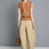Paper-touch pleated barrel-leg pants Paper-touch pleated barrel-leg pants