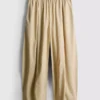 Paper-touch pleated barrel-leg pants Paper-touch pleated barrel-leg pants