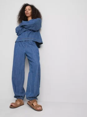 Paula echevarría cotton-rich denim harem pants