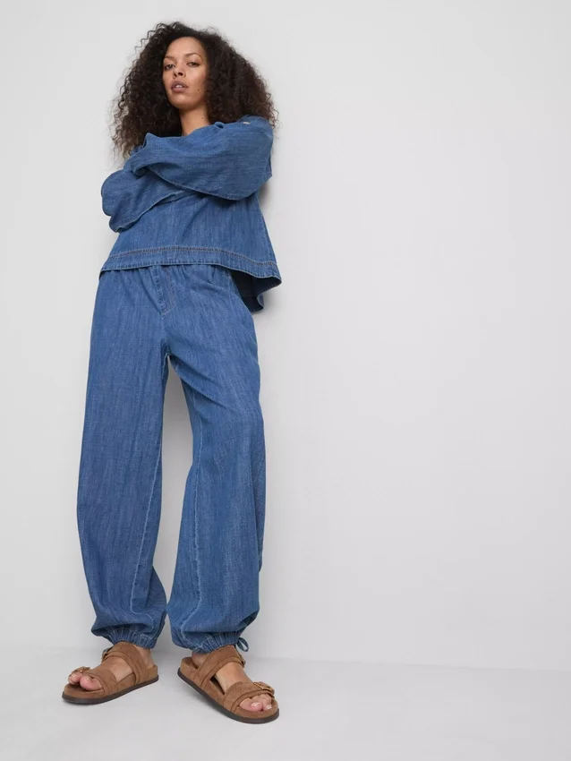 Paula echevarría cotton-rich denim harem pants Paula echevarría cotton-rich denim harem pants
