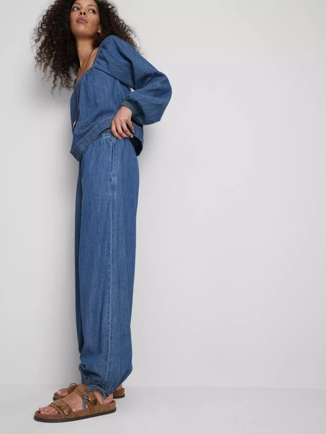 Paula echevarría cotton-rich denim harem pants Paula echevarría cotton-rich denim harem pants