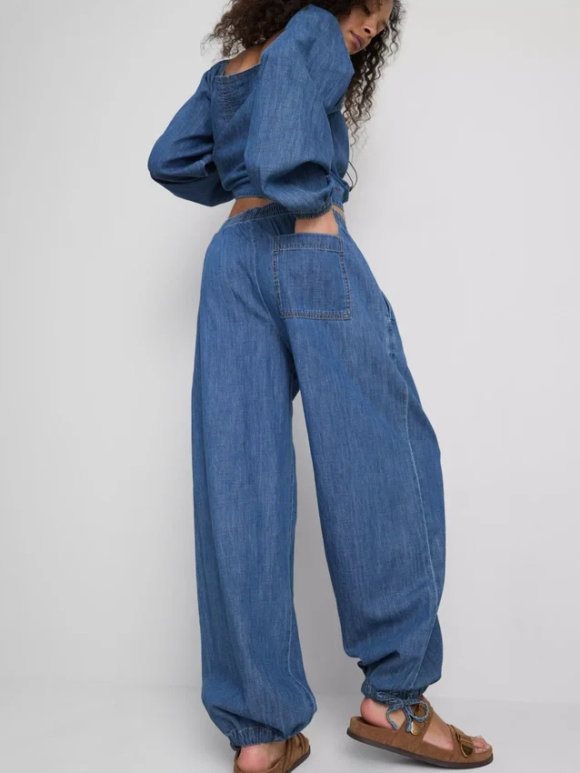 Paula echevarría cotton-rich denim harem pants Paula echevarría cotton-rich denim harem pants