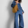 Paula echevarría cotton-rich denim wide-leg pants
