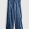 Paula echevarría cotton-rich denim wide-leg pants