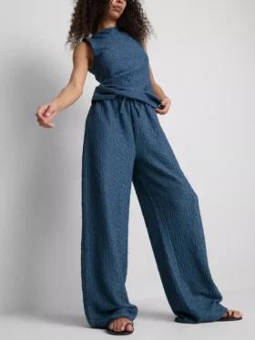 Paula echevarría crinkle wide leg pants