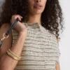 Paula echevarría knitted stripe button down top Paula echevarría knitted stripe button down top