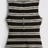 Paula echevarría knitted stripe button down top Paula echevarría knitted stripe button down top