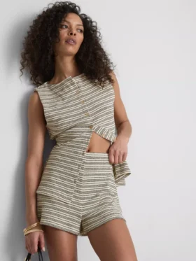 Paula echevarría knitted striped mini shorts