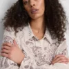 Paula echevarría paisley crushed satin button-up shirt