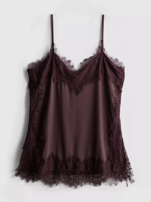 Paula echevarría satin lace-trim cami top Paula echevarría satin lace-trim cami top