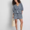 Paula echevarría striped seersucker puff-sleeve blouse Paula echevarría striped seersucker puff-sleeve blouse
