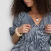Paula echevarría striped seersucker puff-sleeve blouse Paula echevarría striped seersucker puff-sleeve blouse