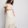 Paula echevarría tiered crinkle lace midi skirt