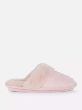 Plush mule slippers