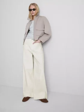 Pocket front wide leg jeans