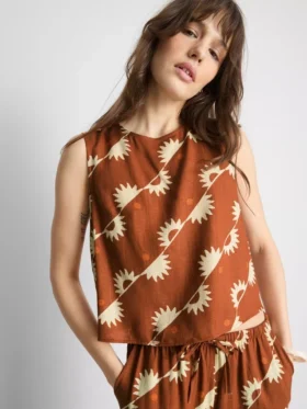 Printed cotton-blend tank