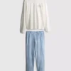 Printed cotton crewneck pajama set Printed cotton crewneck pajama set