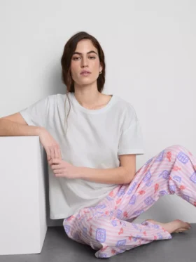 Printed cotton pajama set