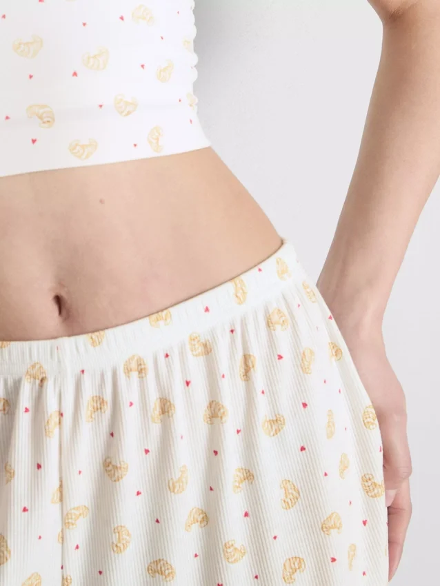 Printed ribbed pajama shorts Printed ribbed pajama shorts