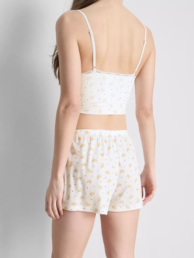 Printed ribbed pajama shorts Printed ribbed pajama shorts