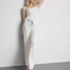 Printed satin bow cami pajamas