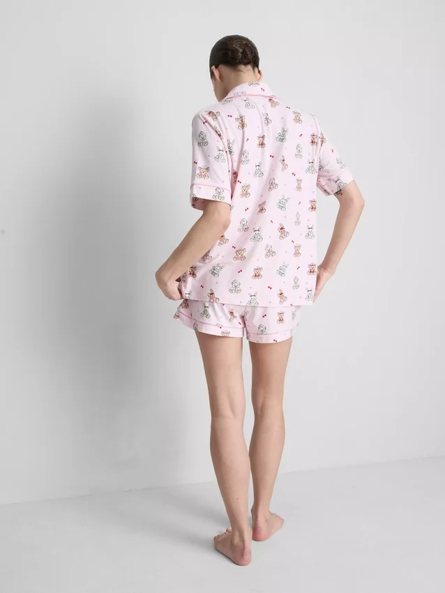 Printed teddy boyfriend shorty pajamas Printed teddy boyfriend shorty pajamas