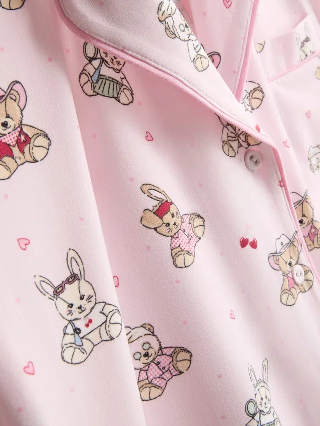 Printed teddy boyfriend shorty pajamas Printed teddy boyfriend shorty pajamas