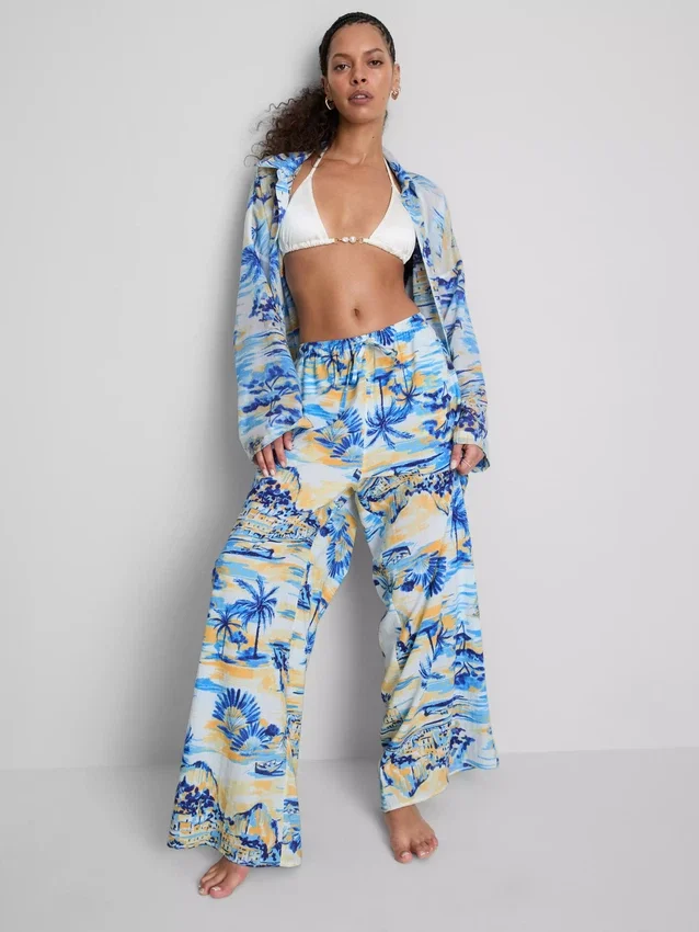 Printed wide-leg beach pants Printed wide-leg beach pants
