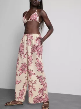 Printed wide-leg beach pants