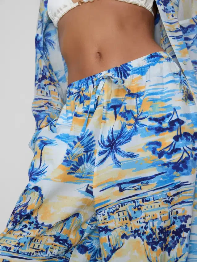 Printed wide-leg beach pants Printed wide-leg beach pants
