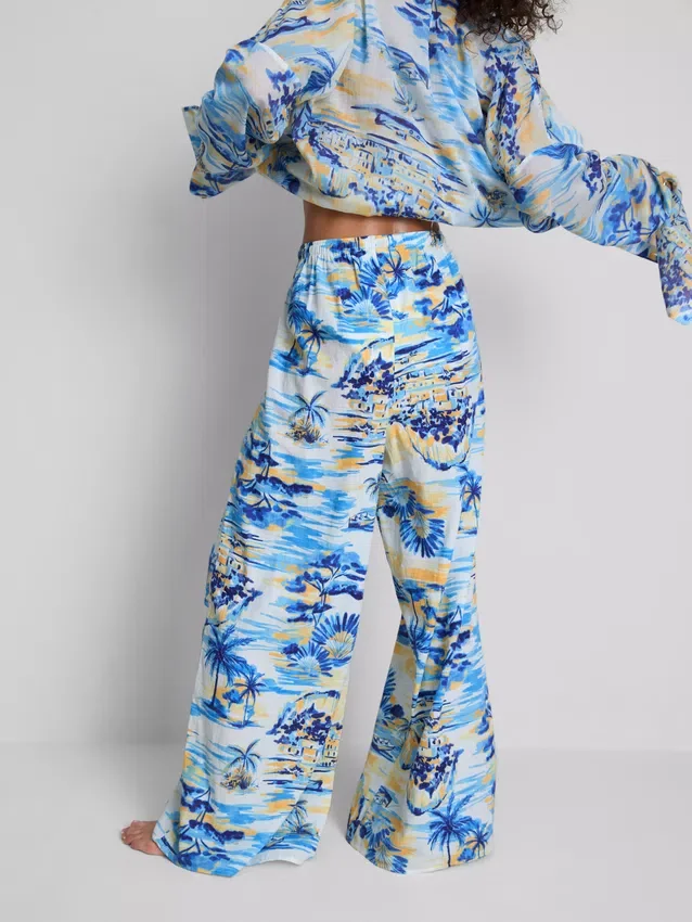 Printed wide-leg beach pants Printed wide-leg beach pants