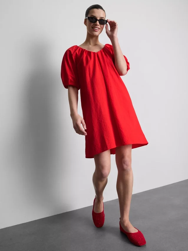 Puff-sleeve mini smock dress Puff-sleeve mini smock dress