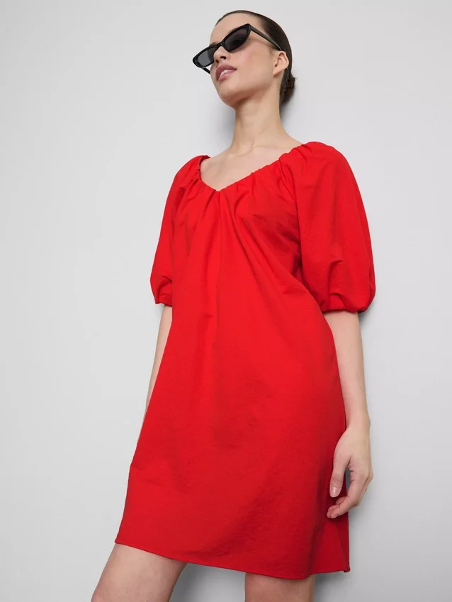 Puff-sleeve mini smock dress Puff-sleeve mini smock dress
