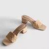 Raffia block heel mules