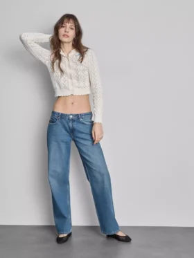 Relaxed low-rise straight-leg denim jeans