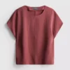 Relaxed round neck air flow tee