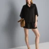 Relaxed textured satin shirt Relaxed textured satin shirt