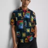 Resort print revere collar shirt