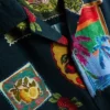 Resort print revere collar shirt