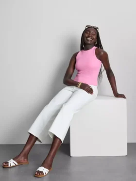 Ribbed built-in bra tank