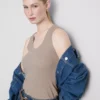 Ribbed cotton blend tank Ribbed cotton blend tank