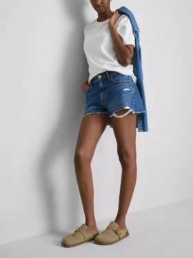 Ripped denim shorts