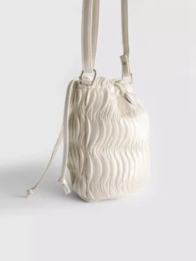 Ruched bucket crossbody bag