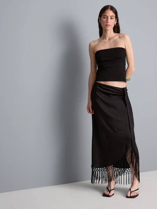 Satin fringe midi skirt Satin fringe midi skirt